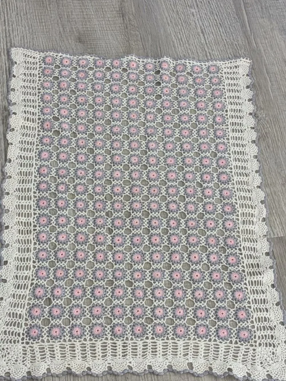 Vintage MCM Back Of Loveseat And Chair Cover Lavender/Pink/Cream